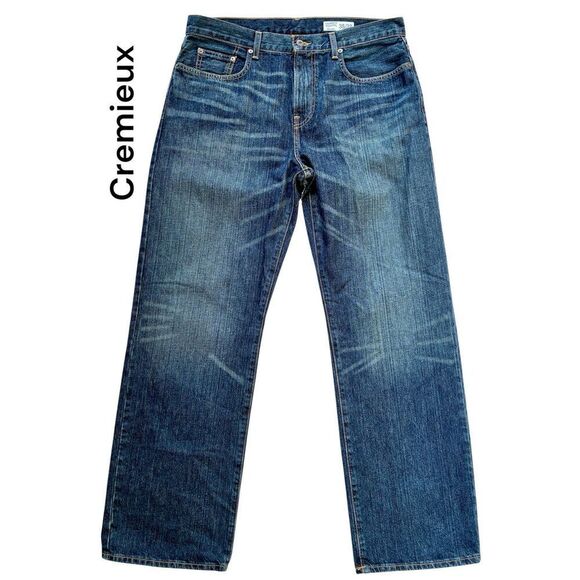 Cremieux Premium Denim SZ 35/32 Relaxed Fit Dark Denim Blue Jeans - Picture 1 of 11